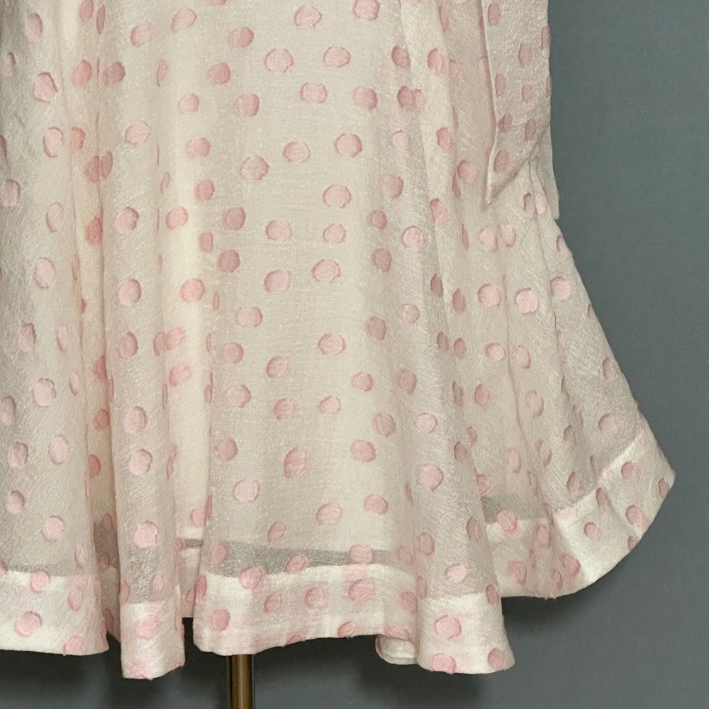 Mable Women Dress M White Pastel Pink Polka Dot Organza Mini Coquette Soft Girl - Picture 4 of 14